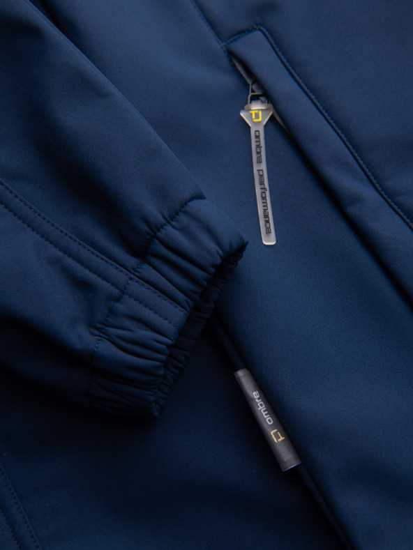 Ombre Clothing Férfi SOFTSHELL dzseki fleece béléssel és kapucnival – sötétkék V5 OM-JANP-0292 Ombre Clothing