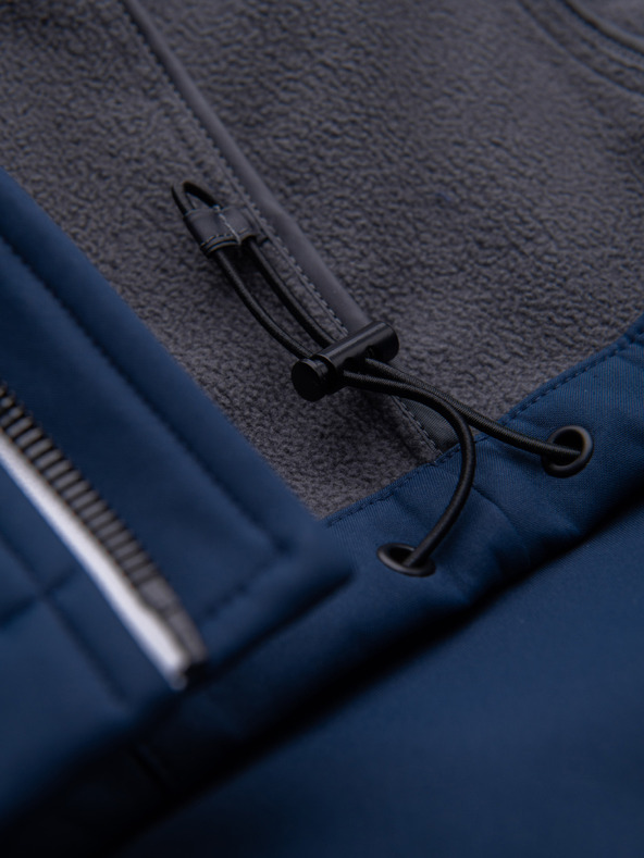 Ombre Clothing Férfi SOFTSHELL dzseki fleece béléssel és kapucnival – sötétkék V5 OM-JANP-0292 Ombre Clothing
