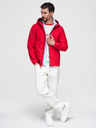 Ombre Clothing Férfi SOFTSHELL dzseki fleece béléssel és kapucnival – piros V6 OM-JANP-0292 Ombre Clothing