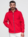 Ombre Clothing Férfi SOFTSHELL dzseki fleece béléssel és kapucnival – piros V6 OM-JANP-0292 Ombre Clothing
