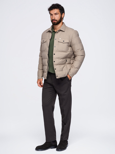 Ombre Clothing Férfi steppelt ing dzseki klasszikus gallérral – fekete V1 OM-JALP-0256 Ombre Clothing