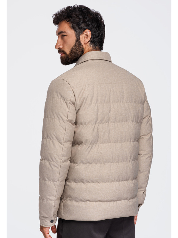 Ombre Clothing Férfi steppelt ing dzseki klasszikus gallérral – fekete V1 OM-JALP-0256 Ombre Clothing