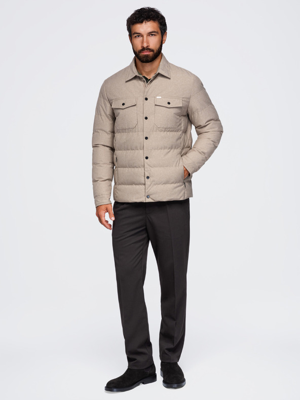 Ombre Clothing Férfi steppelt ing dzseki klasszikus gallérral – fekete V1 OM-JALP-0256 Ombre Clothing