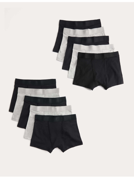 Marks & Spencer Pamut boxeralsó sztreccsel, 10 pár csomagban (5–16 év) Marks & Spencer fekete