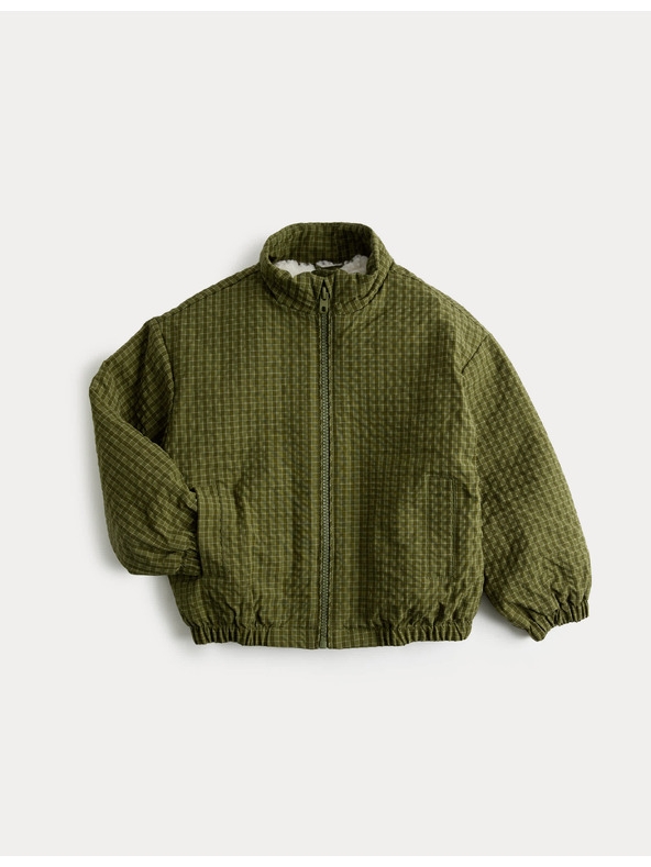 Marks & Spencer Kockás bomber dzseki műszőrme béléssel (2–8 év) Marks & Spencer zöld