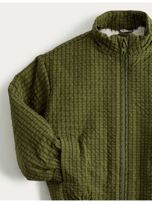 Marks & Spencer Kockás bomber dzseki műszőrme béléssel (2–8 év) Marks & Spencer zöld