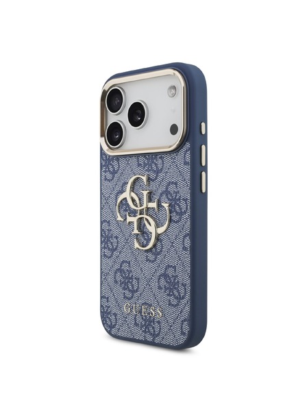 Guess Guess PU Leather 4G Metal Logo Gold Frame Hátlap iPhone 18 Pro-hoz Blue