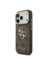 Guess Guess PU Leather 4G Metal Logo Gold Frame Hátlap iPhone 18 Pro-hoz Brown