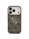Guess Guess PU Leather 4G Metal Logo Gold Frame Hátlap iPhone 18 Pro-hoz Brown