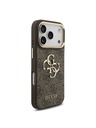Guess Guess PU Leather 4G Metal Logo Gold Frame Hátlap iPhone 18 Pro-hoz Brown