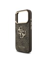 Guess Guess PU Leather 4G Metal Logo Gold Frame Hátlap iPhone 18 Pro-hoz Brown