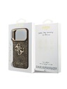 Guess Guess PU Leather 4G Metal Logo Gold Frame Hátlap iPhone 18 Pro-hoz Brown
