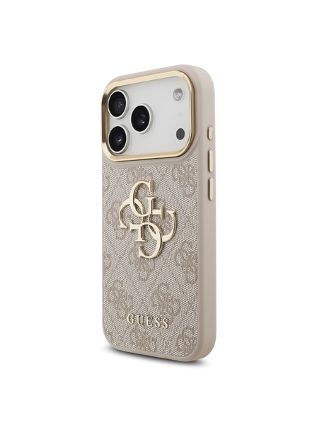 Guess Guess PU Leather 4G Metal Logo Gold Frame Hátlap iPhone 18 Pro-hoz Pink