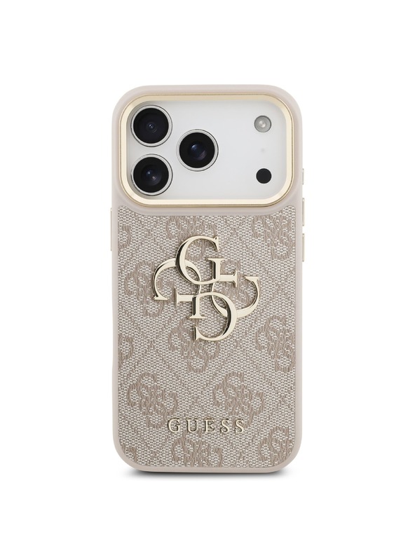 Guess Guess PU Leather 4G Metal Logo Gold Frame Hátlap iPhone 18 Pro-hoz Pink
