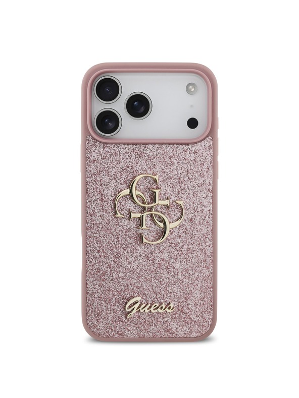 Guess Guess PU Fixed Glitter 4G Metal Logo Hátlap iPhone 18 Pro Max Pink