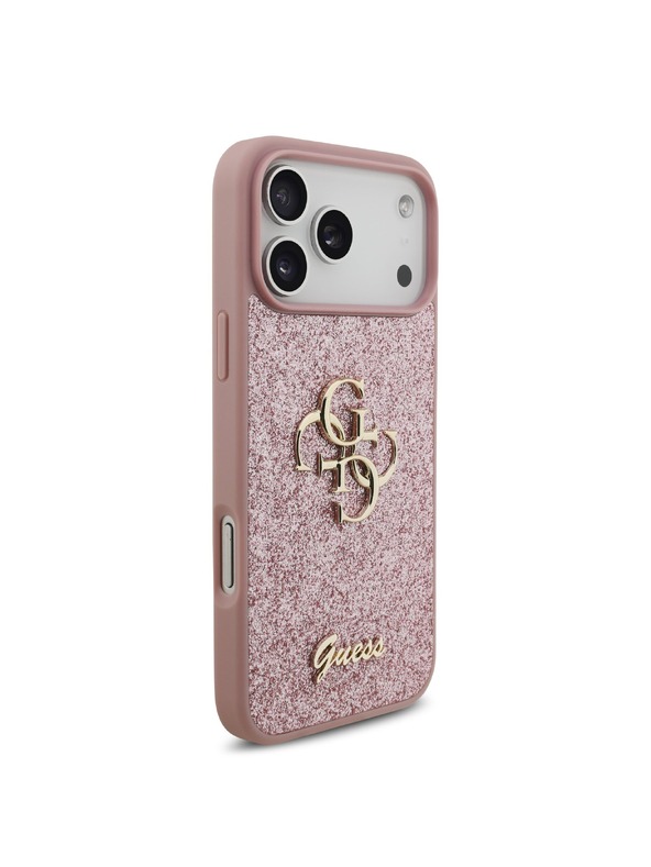 Guess Guess PU Fixed Glitter 4G Metal Logo Hátlap iPhone 18 Pro Max Pink