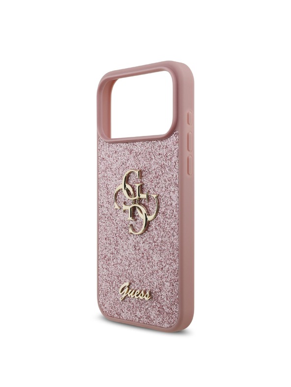 Guess Guess PU Fixed Glitter 4G Metal Logo Hátlap iPhone 18 Pro Max Pink