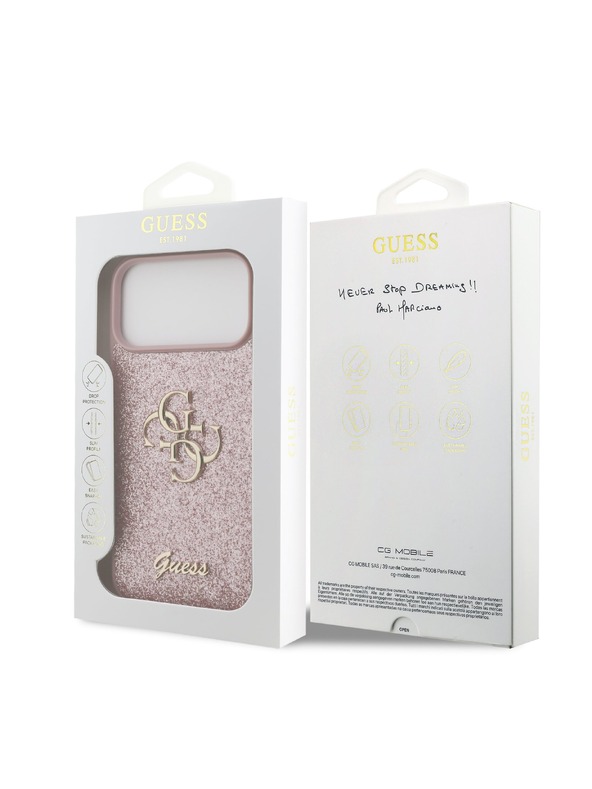 Guess Guess PU Fixed Glitter 4G Metal Logo Hátlap iPhone 18 Pro Max Pink