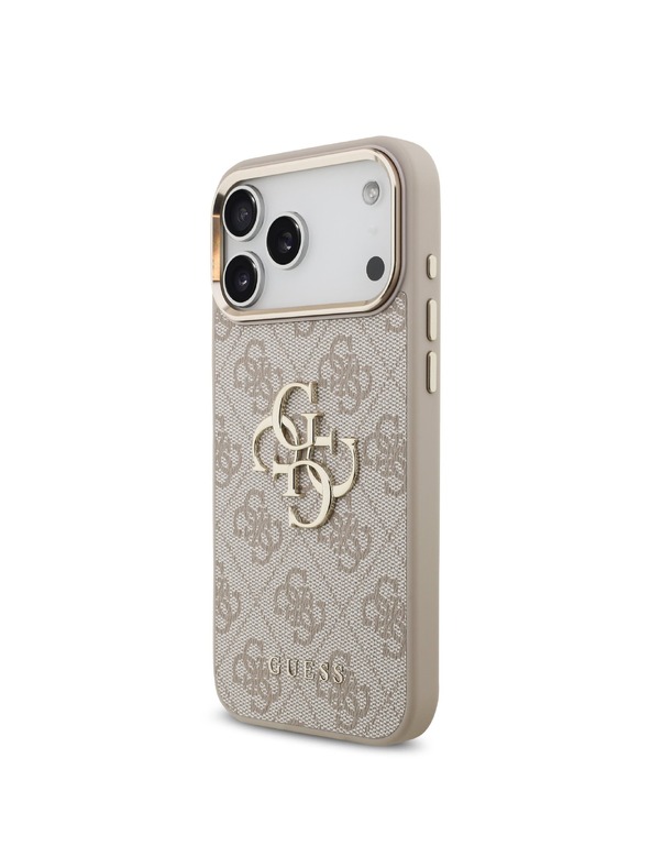 Guess Guess PU Leather 4G Metal Logo Gold Frame Hátlap iPhone 18 Pro Max Pink