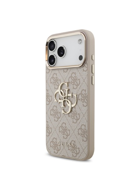 Guess Guess PU Leather 4G Metal Logo Gold Frame Hátlap iPhone 18 Pro Max Pink