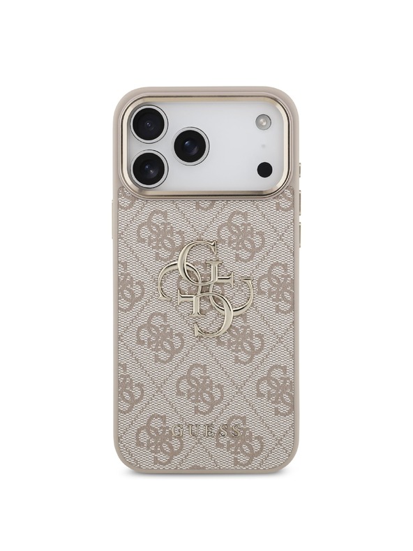 Guess Guess PU Leather 4G Metal Logo Gold Frame Hátlap iPhone 18 Pro Max Pink