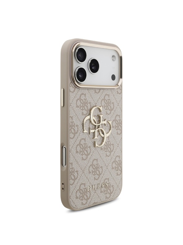 Guess Guess PU Leather 4G Metal Logo Gold Frame Hátlap iPhone 18 Pro Max Pink