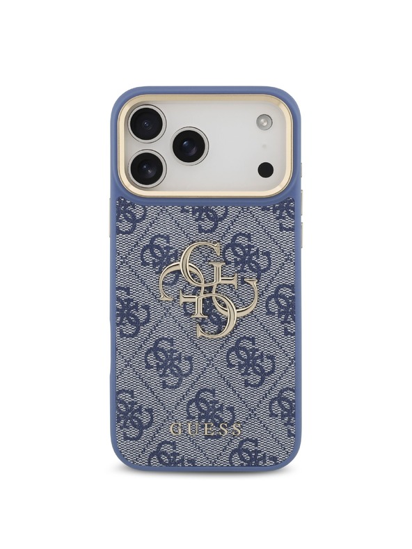 Guess Guess PU Leather 4G Metal Logo Gold Frame Hátlap iPhone 18 Pro Max Blue