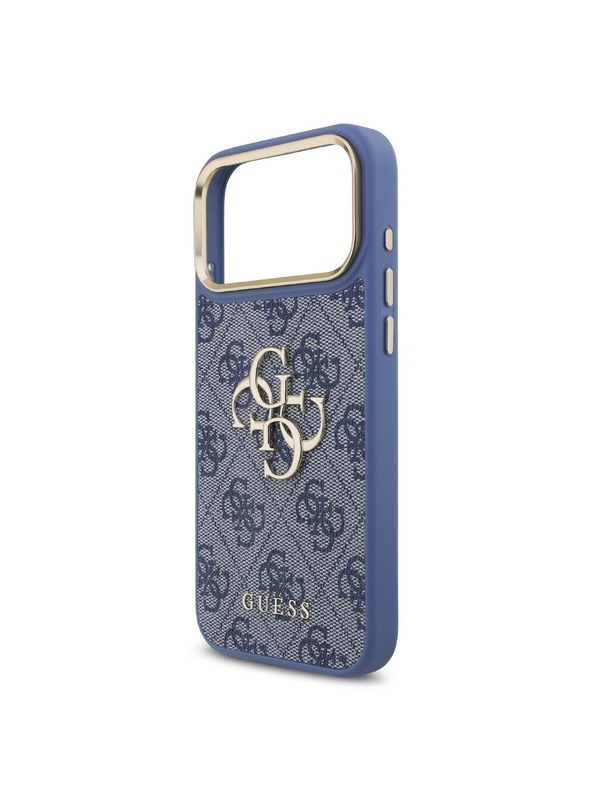 Guess Guess PU Leather 4G Metal Logo Gold Frame Hátlap iPhone 18 Pro Max Blue