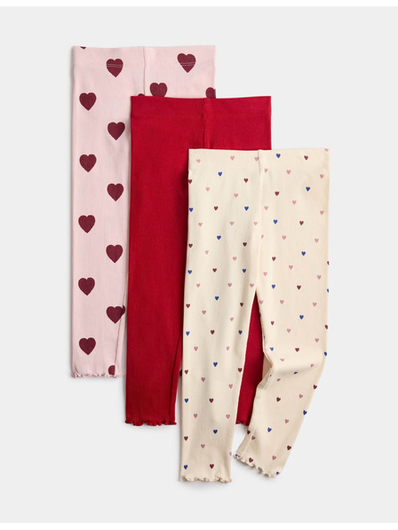 Marks & Spencer Magas pamutarányú leggings szívecskékkel (2–10 év) 3 db egy csomagban Marks & Spencer többszínű