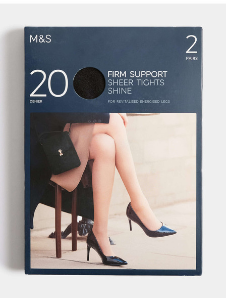 Marks & Spencer Finom harisnyanadrág erős támasztással 20 DEN, 2 pár Marks & Spencer fekete