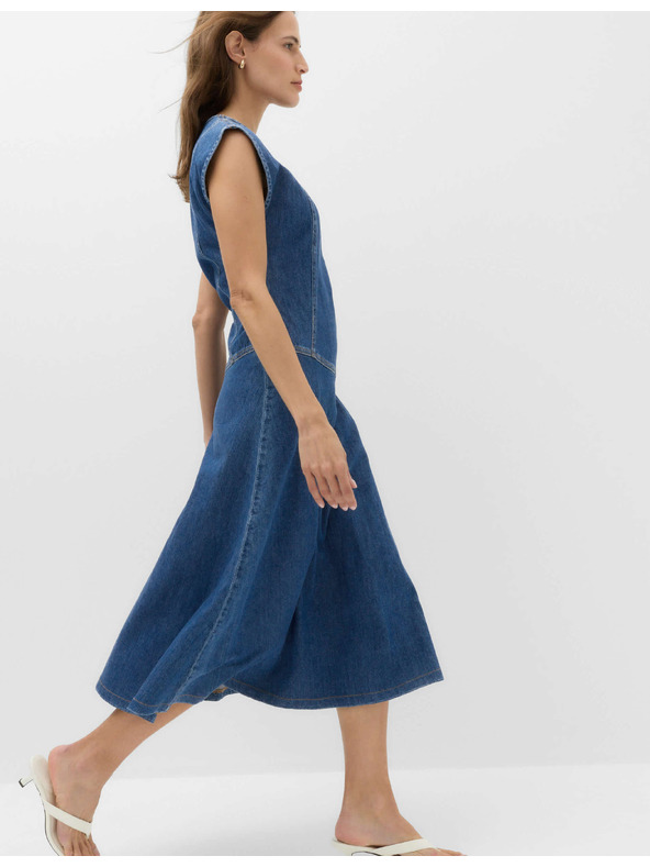 Marks & Spencer Farmerdzseki egyenes szabású midi ruha tiszta pamutból Marks & Spencer tengerészkék