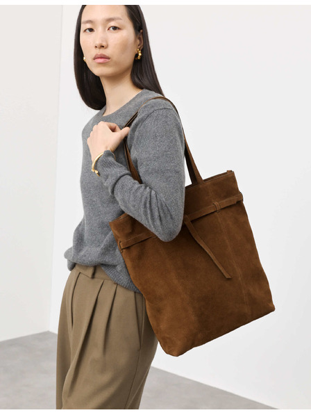Marks & Spencer Velúr tote táska pánt nélkül Marks & Spencer barna