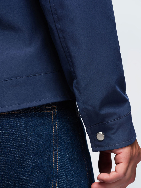 Ombre Clothing Férfi könnyű átmeneti cipzáras kabát klasszikus gallérral – sötétkék V1 OM-JANP-0224 Ombre Clothing