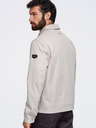 Ombre Clothing Férfi könnyű átmeneti cipzáras kabát klasszikus gallérral – szürke-bézs V2 OM-JANP-0224 Ombre Clothing