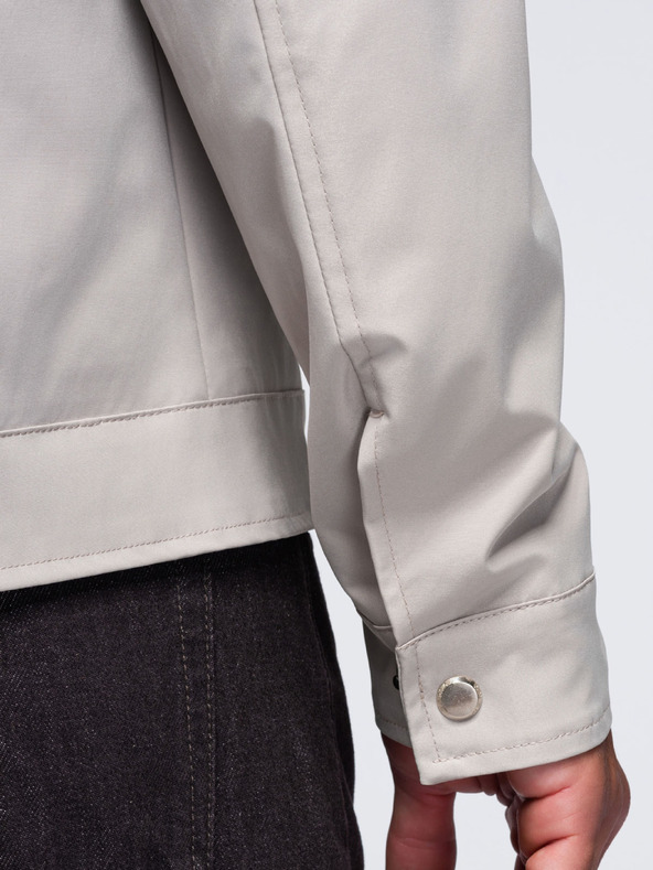 Ombre Clothing Férfi könnyű átmeneti cipzáras kabát klasszikus gallérral – szürke-bézs V2 OM-JANP-0224 Ombre Clothing