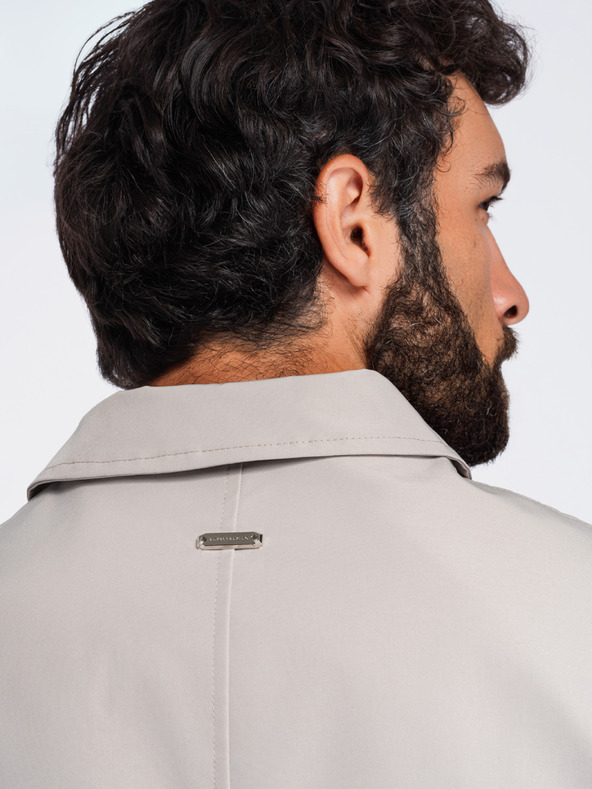Ombre Clothing Férfi könnyű átmeneti cipzáras kabát klasszikus gallérral – szürke-bézs V2 OM-JANP-0224 Ombre Clothing