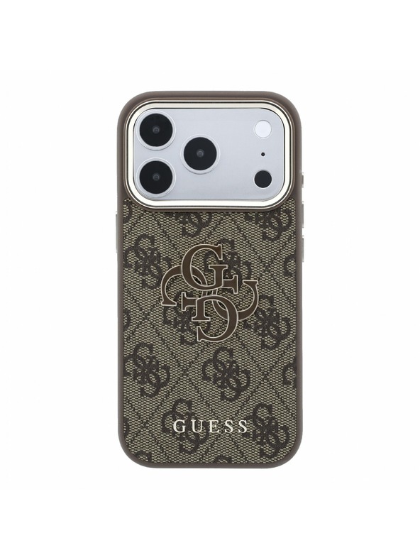 Guess Guess PU 4G Resin Metal Logo Hátlap iPhone 18 Pro-hoz Brown