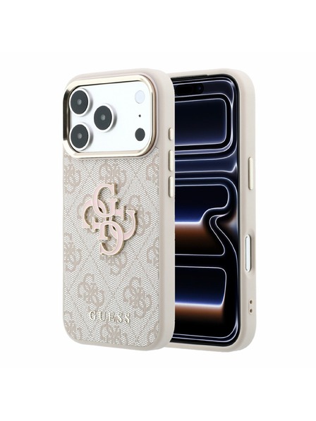 Guess Guess PU 4G Resin Metal Logo Hátlap iPhone 18 Pro-hoz Pink