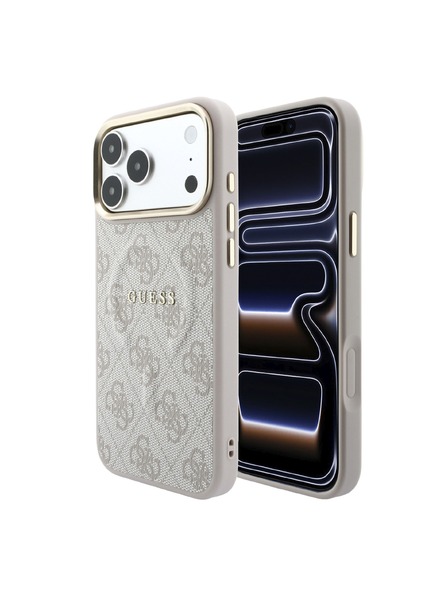 Guess Guess PU Leather 4G Gold Frame Embossed MagSafe Hátlap iPhone 18 Pro-hoz Pink