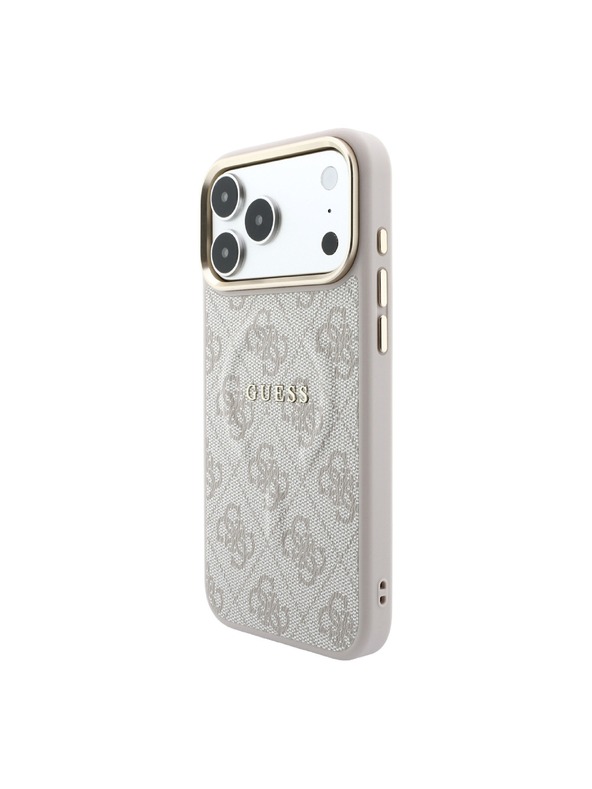 Guess Guess PU Leather 4G Gold Frame Embossed MagSafe Hátlap iPhone 18 Pro-hoz Pink