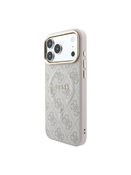 Guess Guess PU Leather 4G Gold Frame Embossed MagSafe Hátlap iPhone 18 Pro-hoz Pink