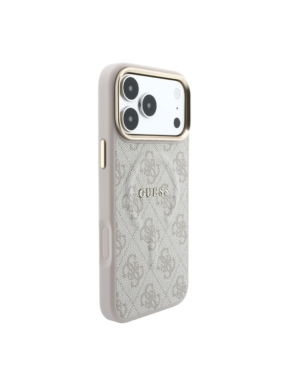 Guess Guess PU Leather 4G Gold Frame Embossed MagSafe Hátlap iPhone 18 Pro-hoz Pink