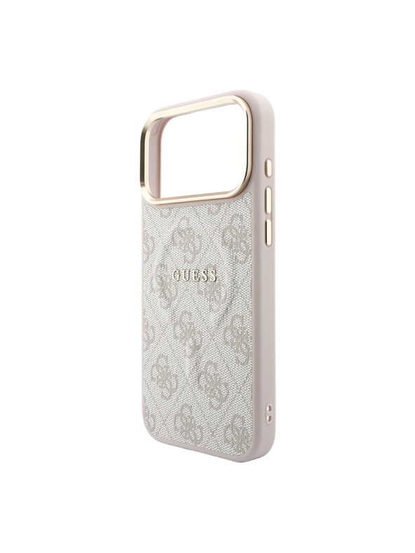 Guess Guess PU Leather 4G Gold Frame Embossed MagSafe Hátlap iPhone 18 Pro-hoz Pink