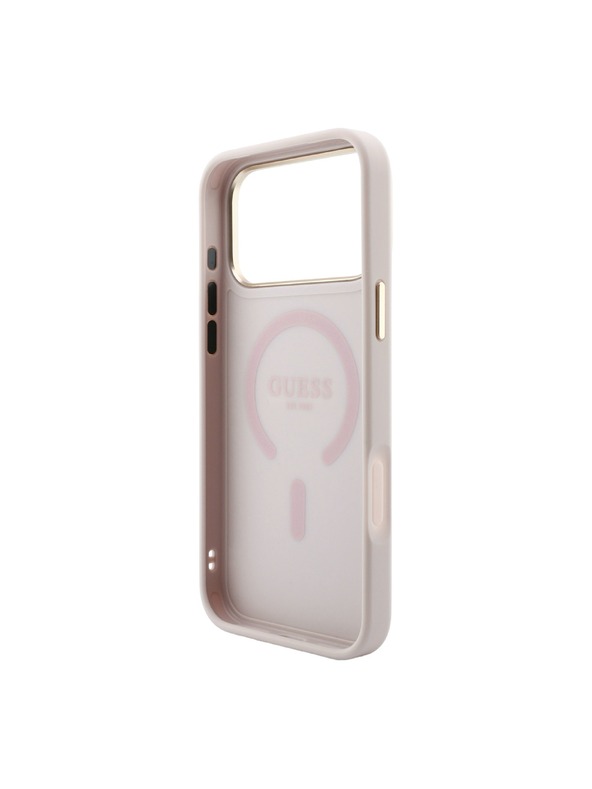 Guess Guess PU Leather 4G Gold Frame Embossed MagSafe Hátlap iPhone 18 Pro-hoz Pink