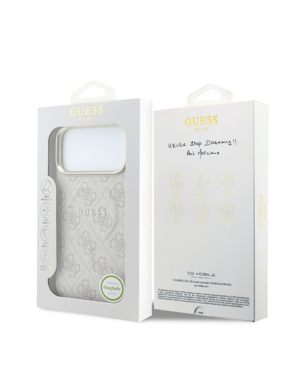 Guess Guess PU Leather 4G Gold Frame Embossed MagSafe Hátlap iPhone 18 Pro-hoz Pink