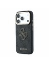 Guess Guess PU 4G Resin Metal Logo Hátlap iPhone 18 Pro-hoz Black
