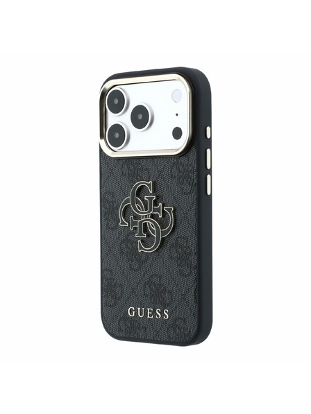 Guess Guess PU 4G Resin Metal Logo Hátlap iPhone 18 Pro-hoz Black