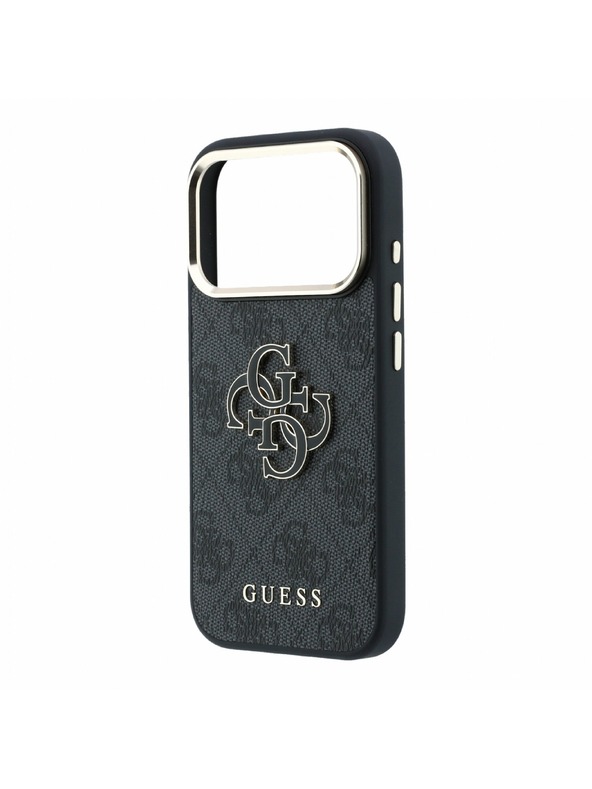Guess Guess PU 4G Resin Metal Logo Hátlap iPhone 18 Pro-hoz Black