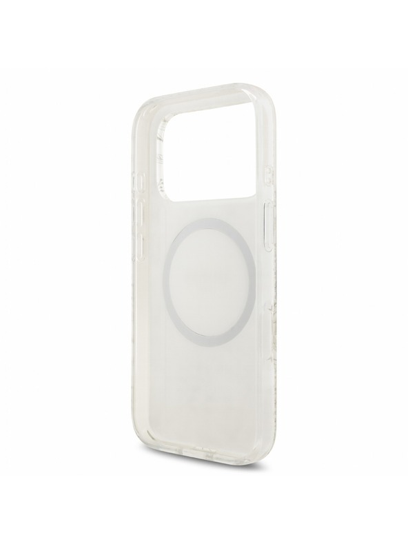 Guess Guess IML Flowers Allover Strap MagSafe Hátlap iPhone 18 Pro-hoz White