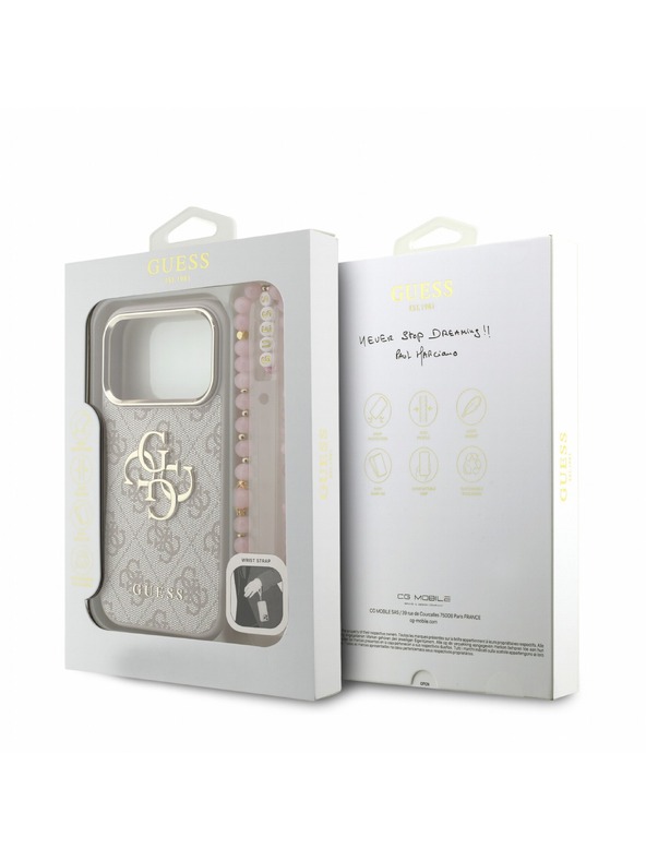 Guess Guess PU 4G Metal Logo Strap Hátlap iPhone 18 Pro-hoz Pink
